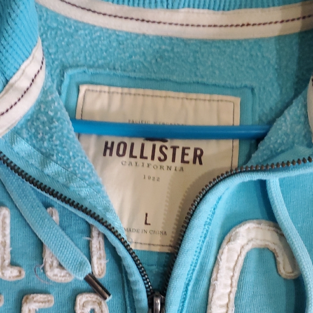 Hollister Turquoise Zip-Up Hoodie Sz Large 🔥 - Picture 2 of 4